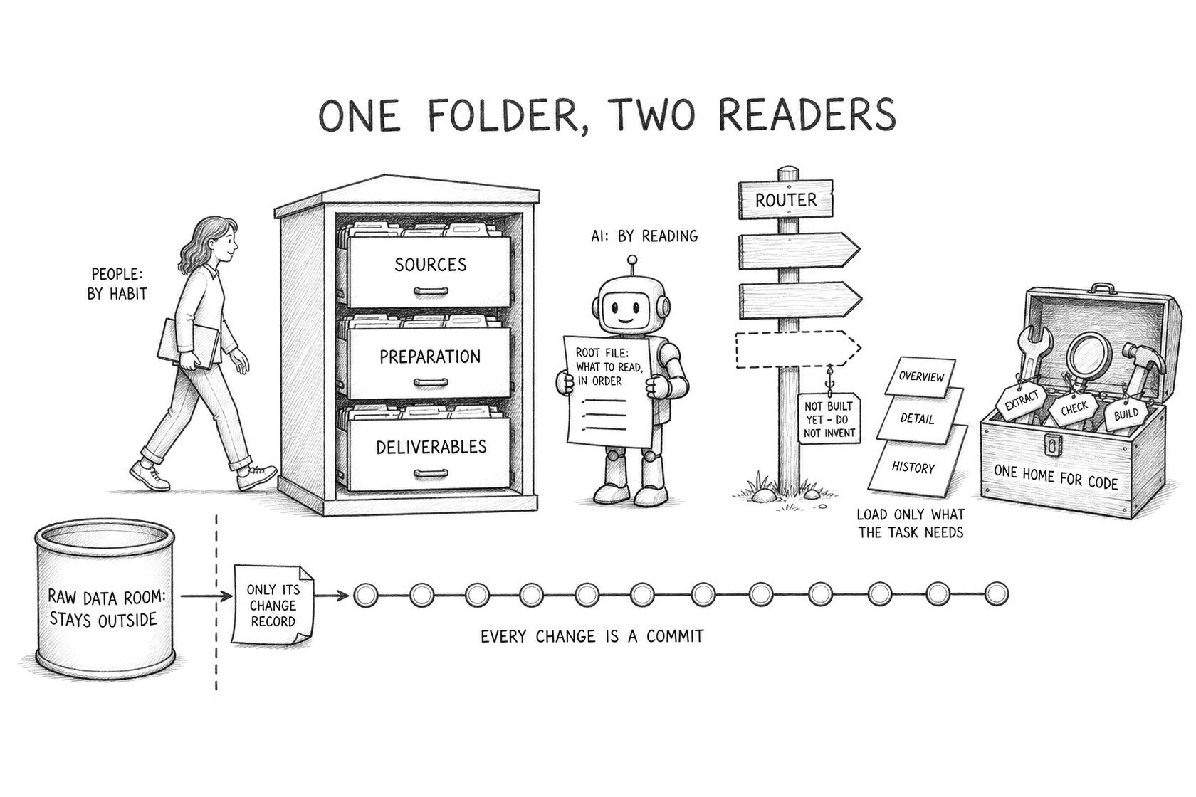 One folder, two readers